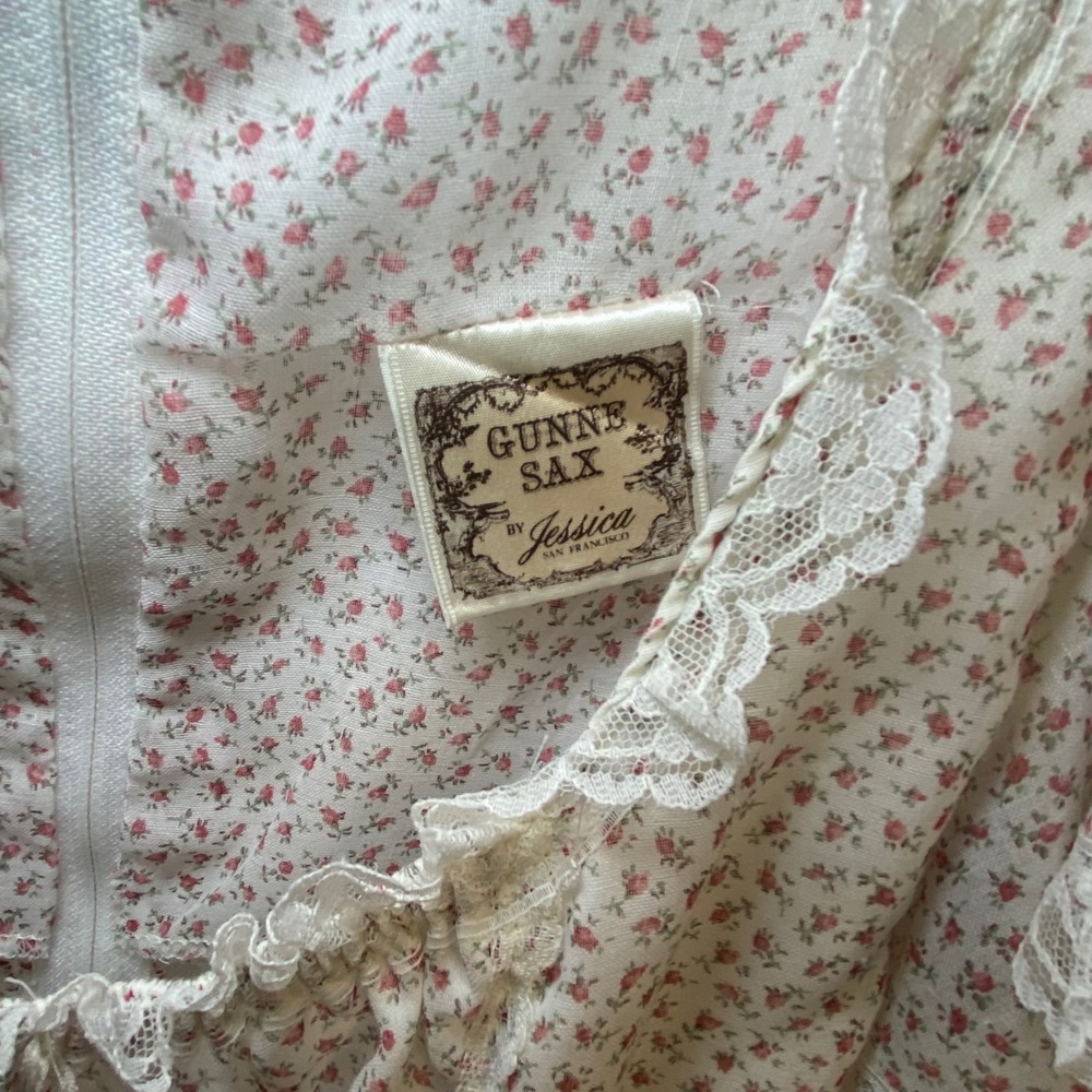 Vintage 1981 Gunne Sax By Jessica‎ Floral Prairie Maxi Dress Lace Cottage Large - Picture 2 of 14